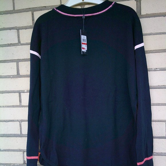 Over-Sized Black Pink Striped Sleeve Sweatshirt - Picture 3 of 5